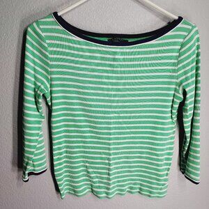 Lauren by Ralph Lauren - Green/White Stripe - 3/4 Sleeve - Small